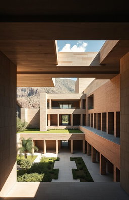 A visually striking representation of Louis Kahn's architectural theory, featuring grand and monumental buildings designed in his signature style