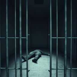 A dimly lit room with stark, cold walls and an atmosphere of despair