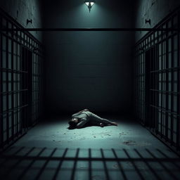 A dimly lit room with stark, cold walls and an atmosphere of despair