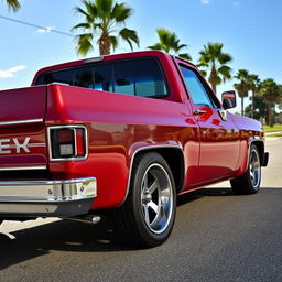 A stunning 1979 C10 pickup truck featuring intricate carbon fiber details, showcasing its classic design enhanced with modern materials