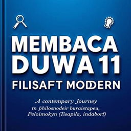 An eye-catching book cover for "MEMBACA DUNIA LEWAT 11 LENSA FILSAFAT MODERN" featuring a modern and minimalistic design