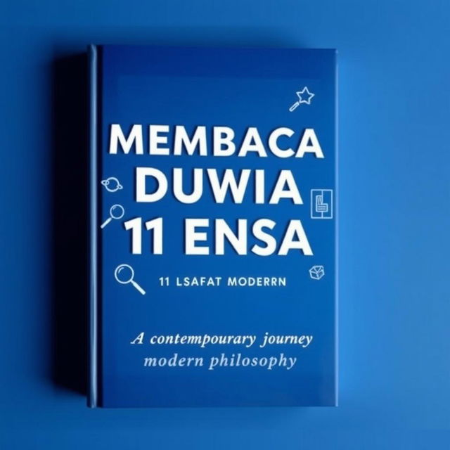 An eye-catching book cover for "MEMBACA DUNIA LEWAT 11 LENSA FILSAFAT MODERN" featuring a modern and minimalistic design