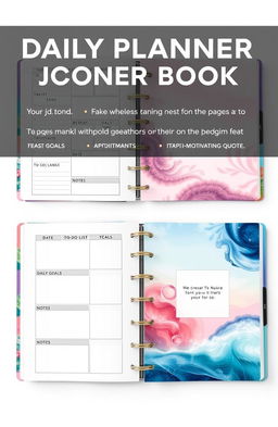 Design a beautiful and functional daily planner book, featuring 30 pages