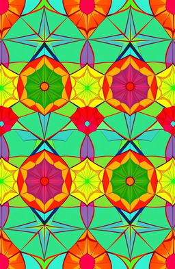 A highly detailed printable design featuring a vibrant, colorful geometric abstract pattern