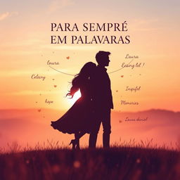 A beautifully designed book cover for 'PARA SEMPRE EM PALAVRAS'