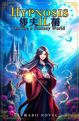 A captivating book cover for a web novel titled 'Hypnosis Skill: In the Fantasy World'