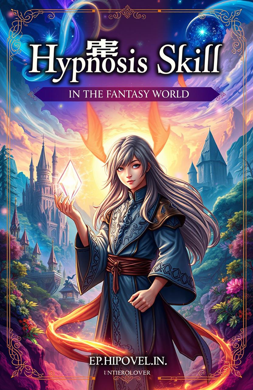 A captivating book cover for a web novel titled 'Hypnosis Skill: In the Fantasy World'