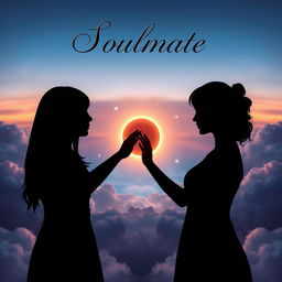 A captivating book cover design that symbolizes a poem about soulmates and an eclipse