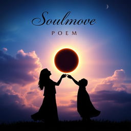 A captivating book cover design that symbolizes a poem about soulmates and an eclipse