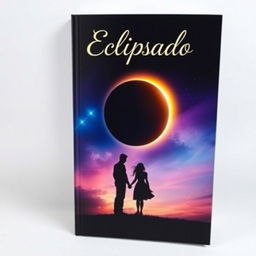 A captivating book cover design for a poem titled "Eclipsado" that beautifully intertwines the themes of soulmates and an eclipse