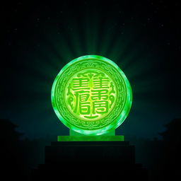 The national jade seal, intricately carved and adorned with delicate patterns, radiates a mystical glow amidst a dark night