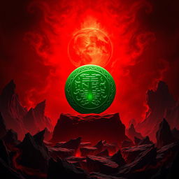 The jade seal of the country emanates a radiant halo under the ominous dark red light of hell