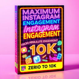 A vibrant book cover inspired by the 80s, featuring neon colors and grid patterns, exuding a futuristic and retro feel