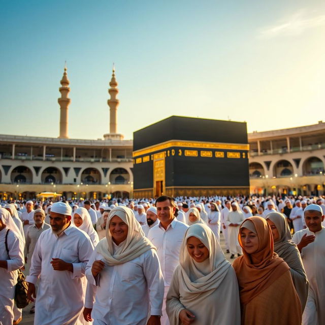 A serene scene of pilgrims performing Hajj and Umrah in Mecca