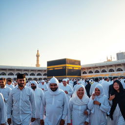A serene scene of pilgrims performing Hajj and Umrah in Mecca