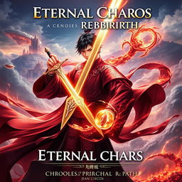 A dynamic and epic book cover for 'Eternal Chaos Rebirth: Chronicles of the Primordial Path'