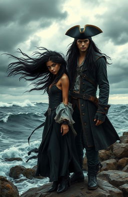 A beautifully gloomy sea scene set in the 1700s with a gothic aesthetic