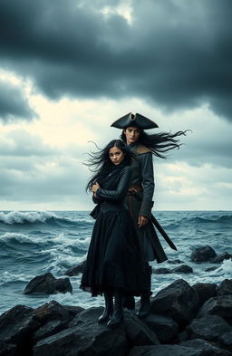 A beautifully gloomy sea scene set in the 1700s with a gothic aesthetic