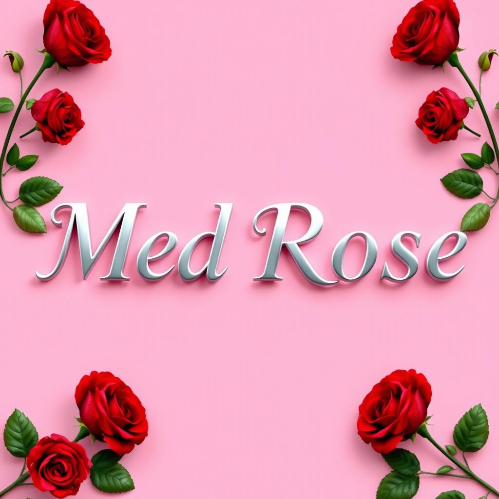 A visually striking design featuring the title 'My Red Rose' prominently displayed in elegant silver font