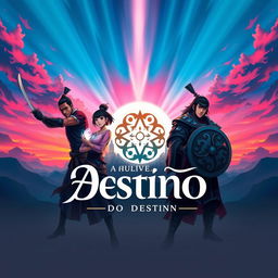 A dynamic book cover design for a story titled 'A Aurora do Destino' featuring a radical samurai theme