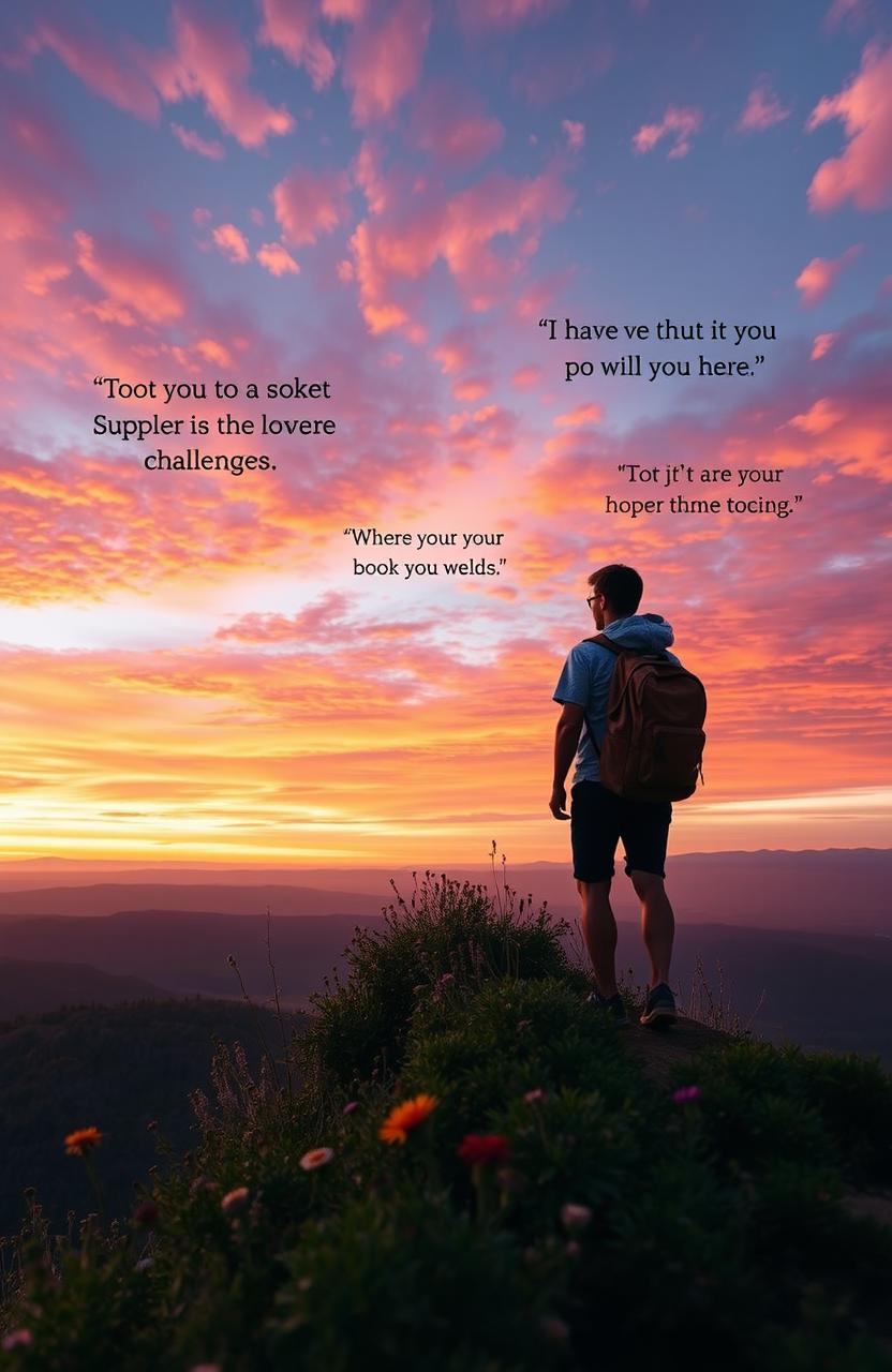 A motivational scene depicting a person standing at the edge of a cliff overlooking a vast landscape, symbolizing freedom and potential