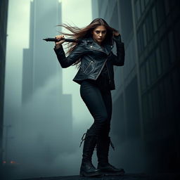 A powerful image depicting a woman standing assertively, embodying strength and resilience