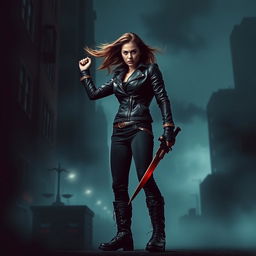 A powerful image depicting a woman standing assertively, embodying strength and resilience