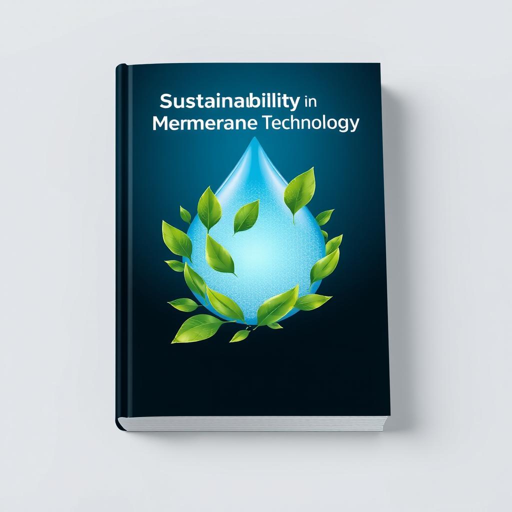 Design a visually striking book cover focused on sustainability in membrane technology