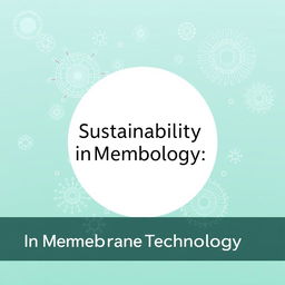 A book cover design titled 'Sustainability in Membrane Technology' creatively integrated into a circular shape at the center