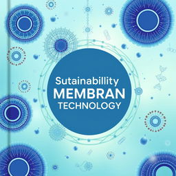 A book cover design titled 'Sustainability in Membrane Technology' creatively integrated into a circular shape at the center