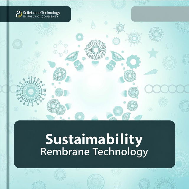 A book cover design titled 'Sustainability in Membrane Technology' creatively integrated into a circular shape at the center