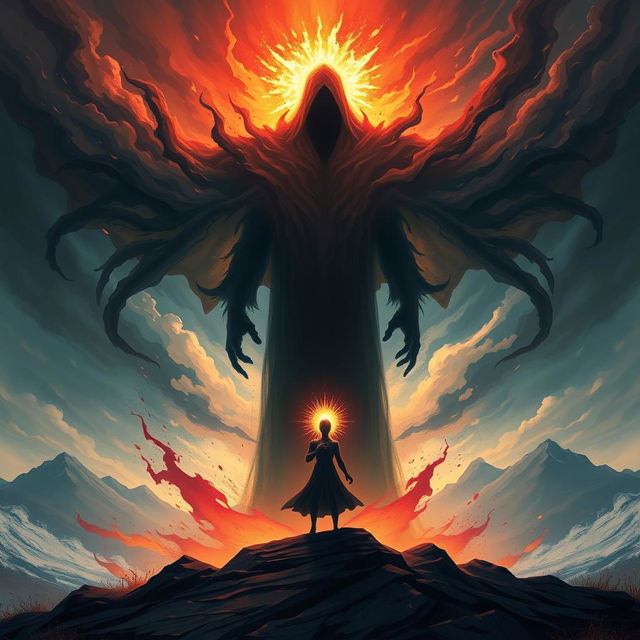 An evocative illustration centering on "The Darkness Within: A Battle for Control", showcasing a towering, ominous shadow figure representing inner turmoil