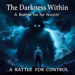 A dramatic representation of the theme "The Darkness Within: A Battle for Control" in A5 size, depicting a shadowy figure symbolizing internal struggle emerging from a turbulent storm of emotions