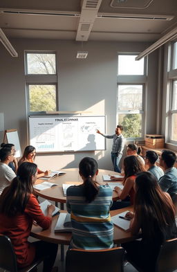 A classroom setting depicting a final seminar on Economics for A/L 2024