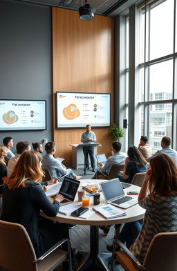 A modern and professional seminar setting for a final Economics seminar in 2024