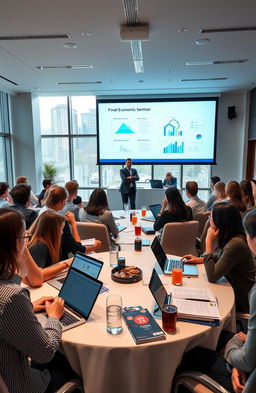 A modern and professional seminar setting for a final Economics seminar in 2024