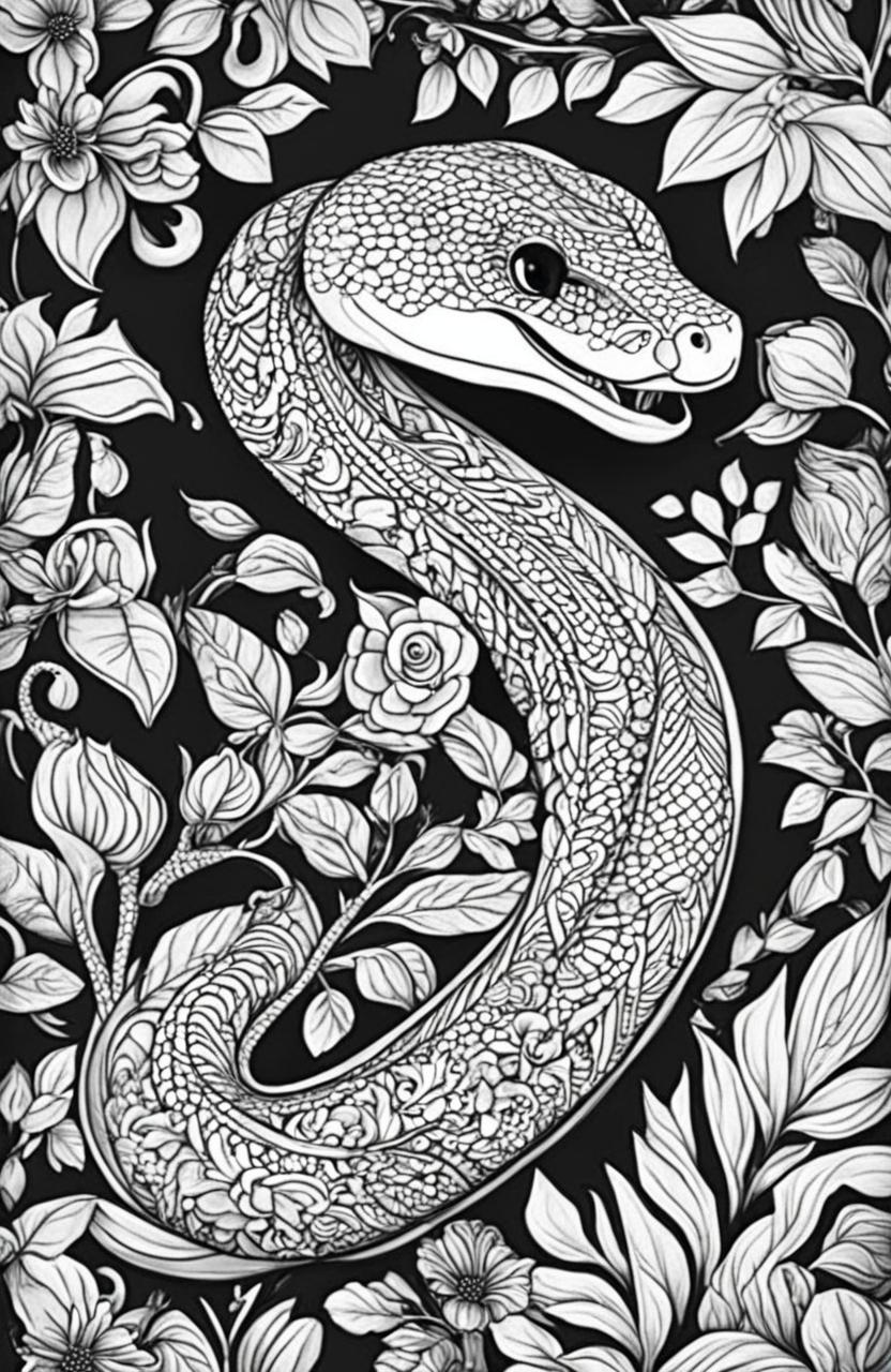 This is a high-quality, intricate digital art coloring page inspired by Johanna Basford's style