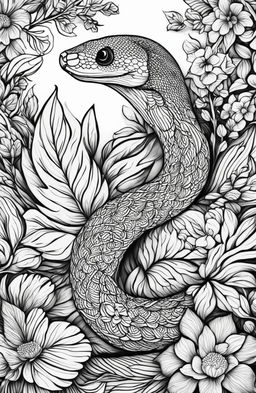 This is a high-quality, intricate digital art coloring page inspired by Johanna Basford's style