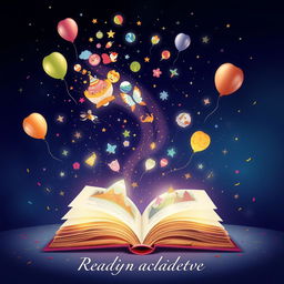 A stunning book cover design that encapsulates the themes of reading, dreaming, and celebration