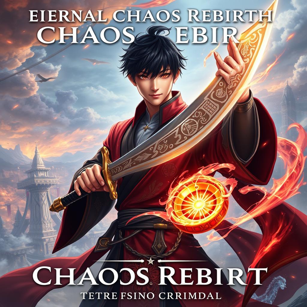 An epic fantasy book cover for 'Chaos Rebirth: Chronicles of the Primordial Path'