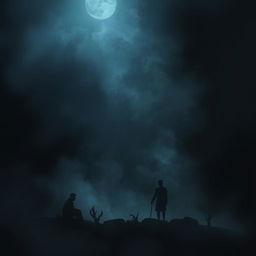 The Birth of Shadows: an atmospheric scene with a dark and serious tone that embodies a complex conflict of both psychological and social nature