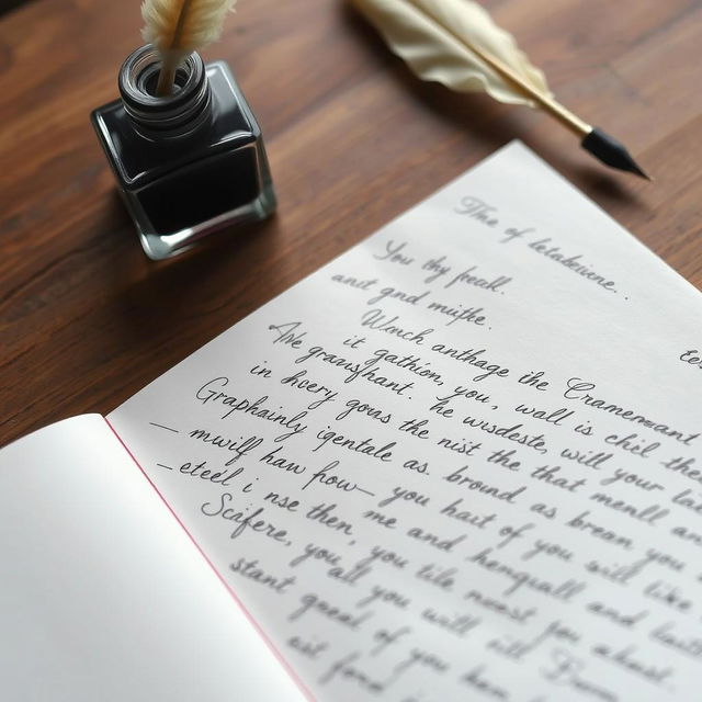 A close-up view of a letter written by a grandfather, featuring elegant and affectionate handwritten script on a sheet of lined paper