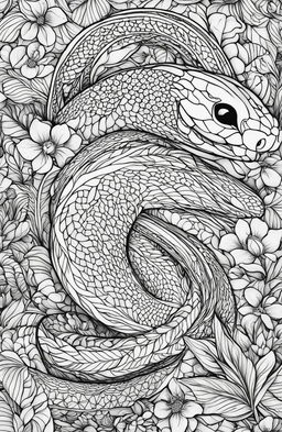 This is a high-quality, intricate digital art coloring page inspired by Johanna Basford's style