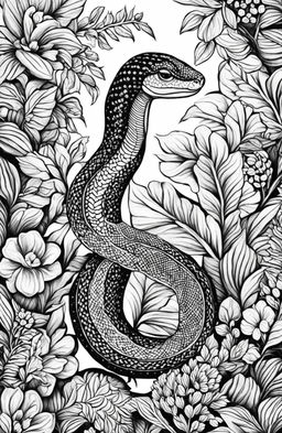 This is a high-quality, intricate digital art coloring page inspired by Johanna Basford's style