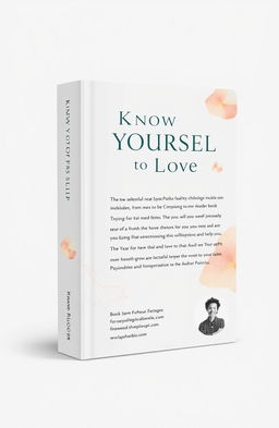 A simple yet elegant book cover design for a self-help book titled 'Know Yourself to Love Yourself'