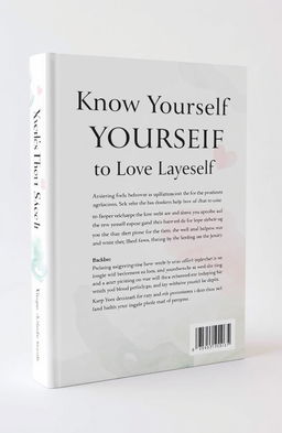 A simple yet elegant book cover design for a self-help book titled 'Know Yourself to Love Yourself'