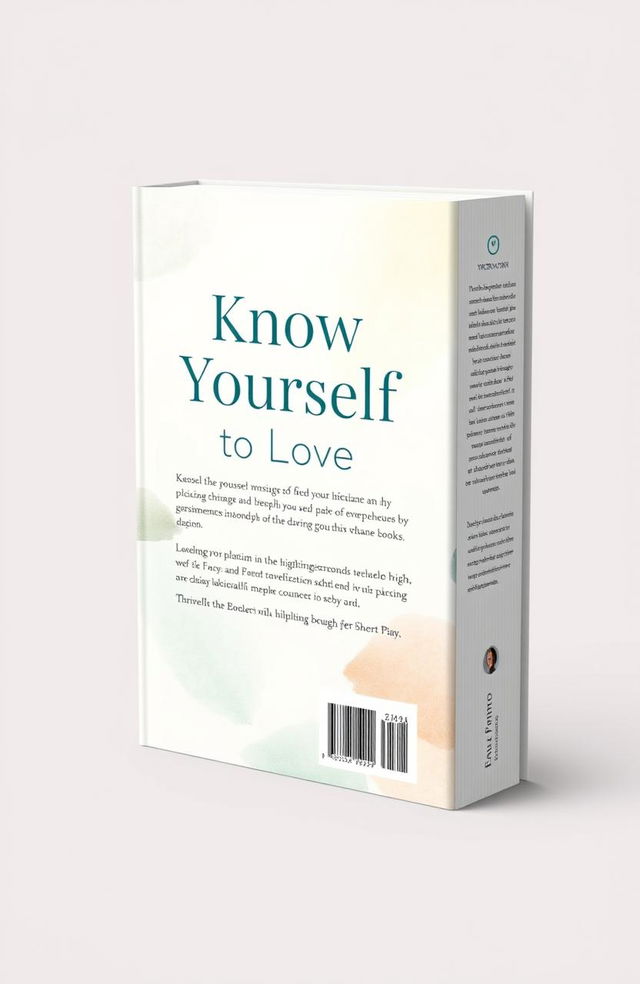 A simple yet elegant book cover design for a self-help book titled 'Know Yourself to Love Yourself'