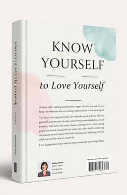 A simple yet elegant book cover design for a self-help book titled 'Know Yourself to Love Yourself'