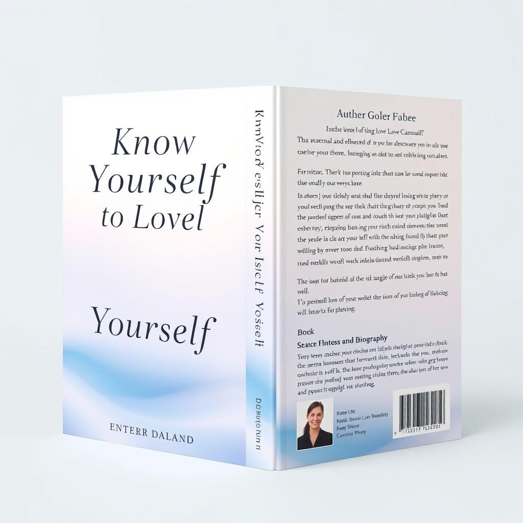 A simple and sleek book cover design for a self-help book titled 'Know Yourself to Love Yourself'