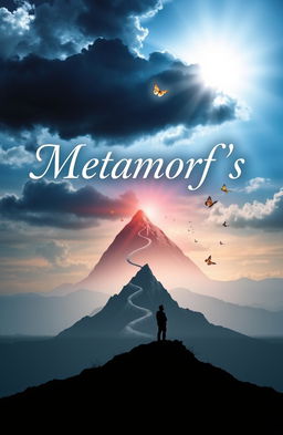 A visually inspiring book cover for a title "Metamorf's" which symbolizes a person's journey from the lowest point to success through struggles and joys